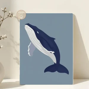 Styled product mockup: A printable whale card for ocean lovers, beach house gifting, and thoughtful everyday notes.