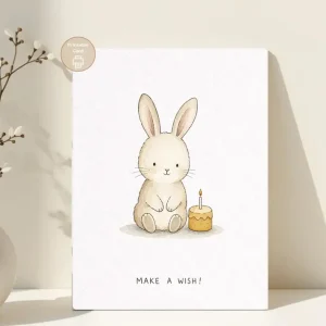 Styled product mockup: Printable Bunny Card, Birthday Greeting, Gift Idea