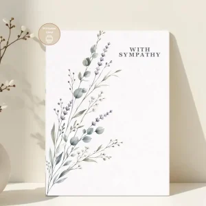 Styled product mockup: A printable airy botanical sympathy card for plant lovers, plant moms, and thoughtful last minute gifting.