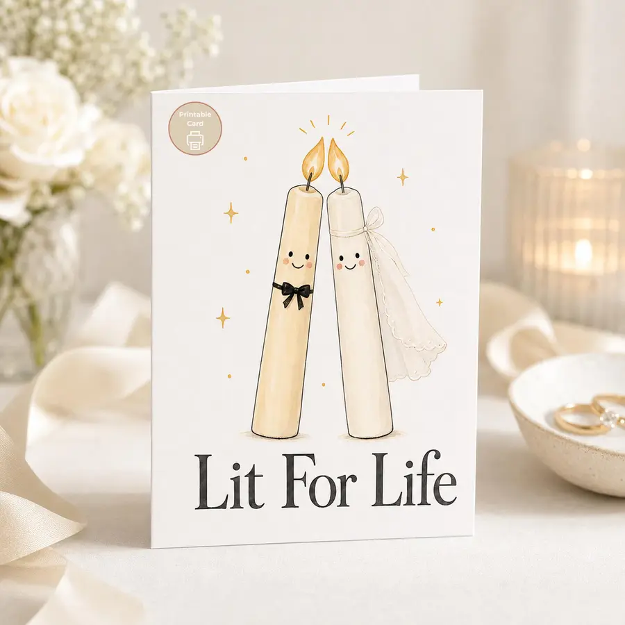 Styled product mockup: A romantic printable wedding card for newlyweds, engaged couples, anniversaries, or a sweet congratulations after the ceremony.