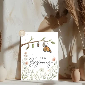 Styled product mockup: A printable new beginning card card for flower lovers, spring birthdays, and thoughtful everyday notes.