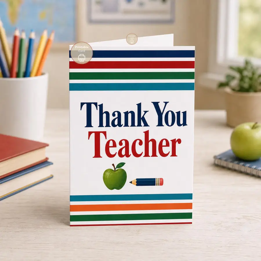 Styled product mockup: Teacher Thank You Card, Printable Appreciation, School Apple Pencil