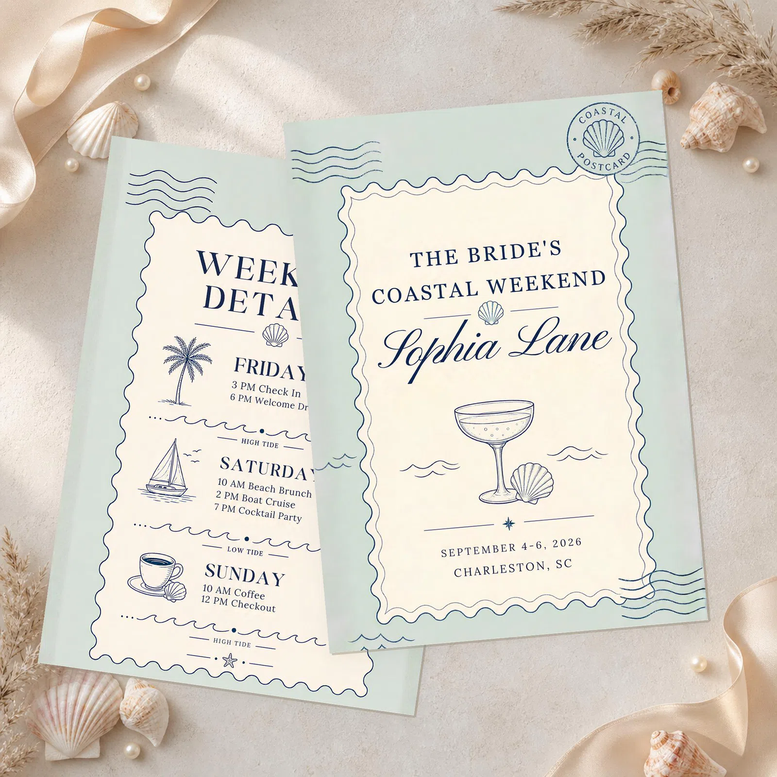 Styled product mockup: Set the tone for a bachelorette party with a bachelorette weekend invitation template that feels polished and easy to use.