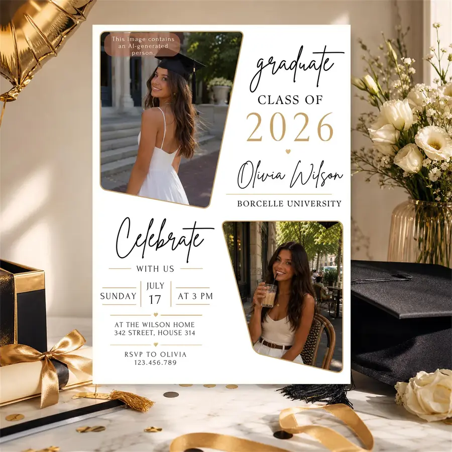 Styled product mockup: Set the tone for a graduation party with a graduation invitation template that feels polished and easy to use.