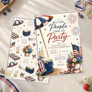 Styled product mockup: Set the tone for a party with a 4th of july invitation template that feels polished and easy to use.