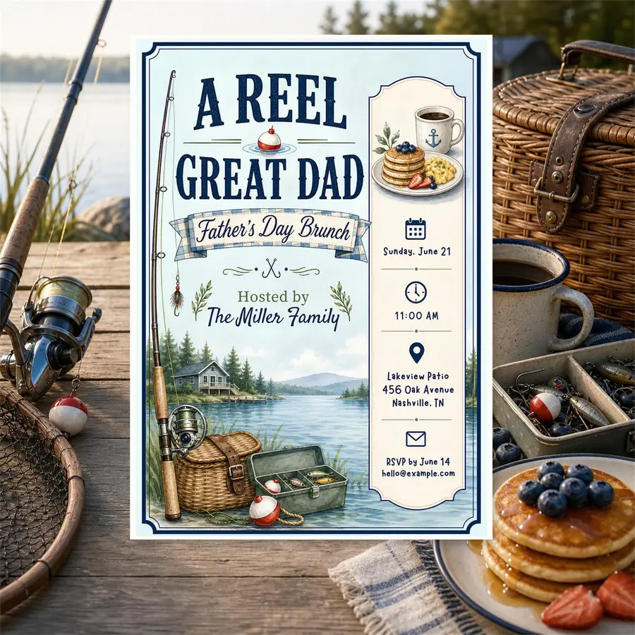 Styled product mockup: Set the tone for a party with a father s day brunch invitation template that feels polished and easy to use.