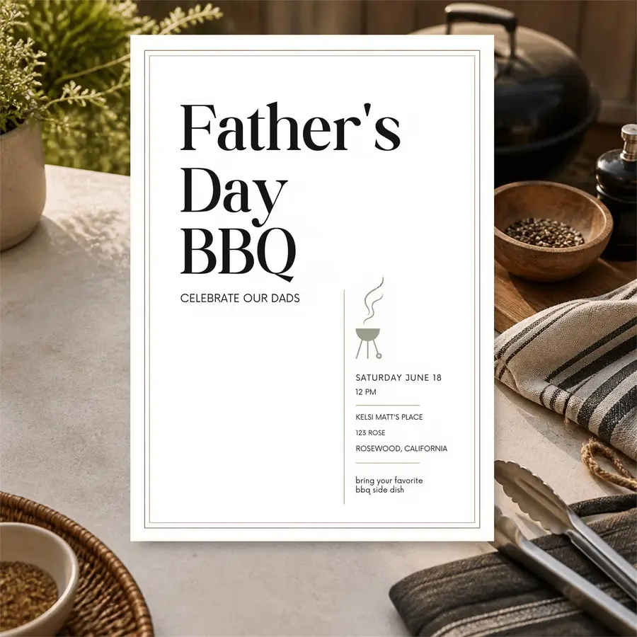 Styled product mockup: Set the tone for a party with a father s day bbq invitation template that feels polished and easy to use.