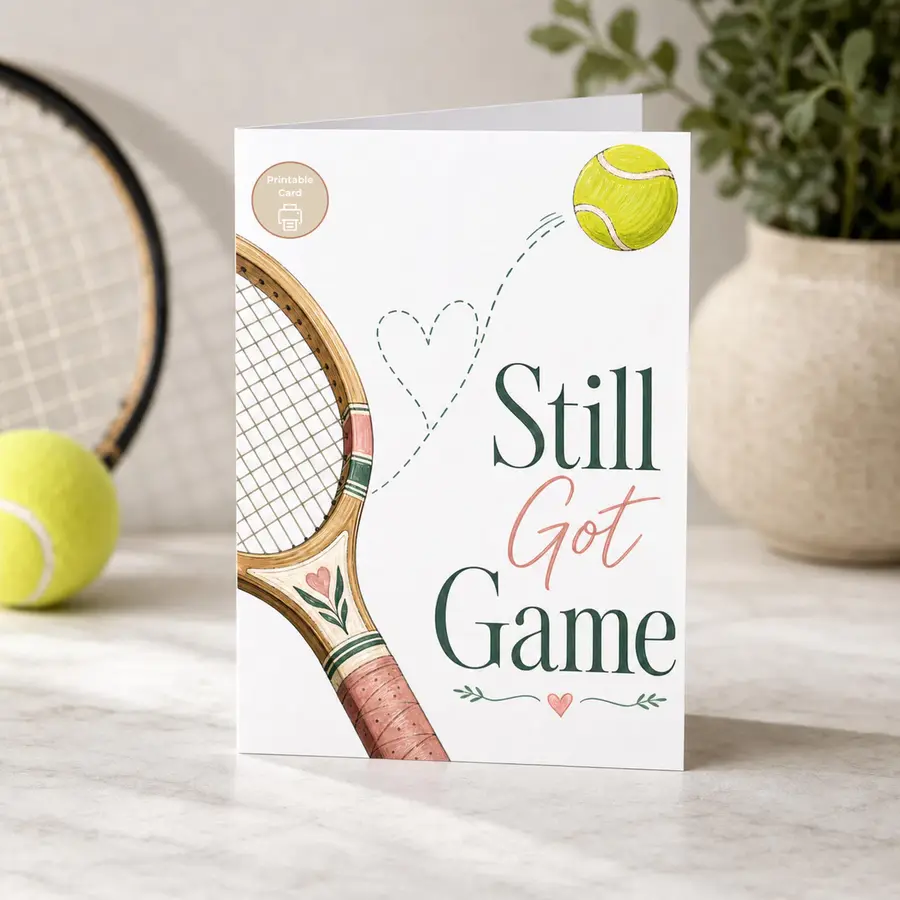 Styled product mockup: Celebrate the tennis player who still knows how to send the ball exactly where it needs to go.